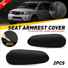 For 2004-2015 Nissan Titan Seat Armrest PU Leather Replacement Cover Black Pair