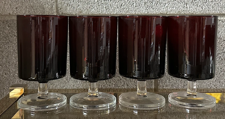 Vintage MCM Arcoroc Luminarc  Red Ruby Stemware set / 12 Made in France - Image 4 of 4