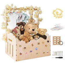 Wooden Baby Shower Crate Closet with Star Design, Hangers  Handle, Large Woo...