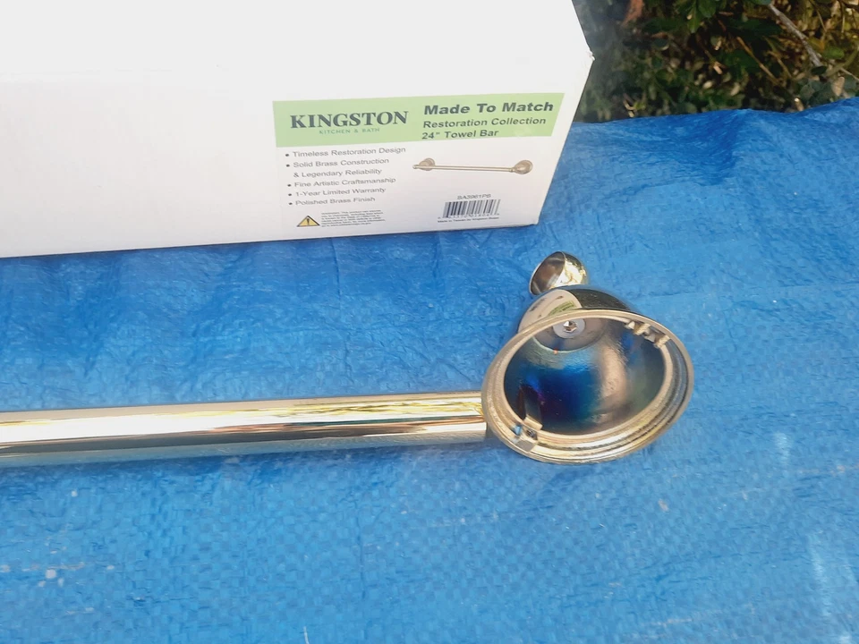 Kingston Brass BA3961PB Restoration 24 Inch Towel Bar - Polished Brass - Image 4 of 4