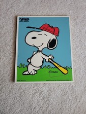 Vintage Playskool Wooden Puzzle 230-17 Snoopy Superstar 6 Piece 1958 Baseball