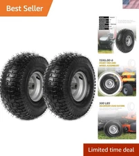 2-Pack 15 x 6.00-6 Lawn Mower Tire Assembly - Heavy-Duty, Turf-Friendly Design