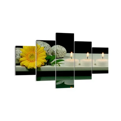 Cuadro Sobre Lienzo 125x70cm Cuadros Pared Spa flor vela piedra Wall Art Prints - Imagen 1 de 4