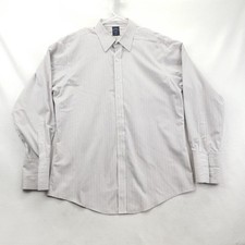 Brooks Brothers Shirt Mens 17 34/35 White Stripe Non Iron Supima Long Sleeve