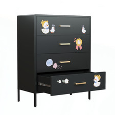 Metal Dresser for Bedroom Black 4 Drawer Closet Dresser Storage