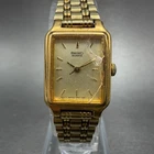 Seiko Tank Watch Women 18mm Champagne Dial Gold Tone Rectangle V401-5129 NewBat0
