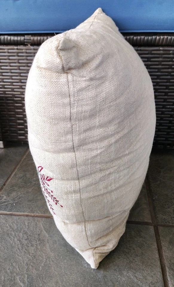 Christmas Red Cardinal Throw Pillow Velvet Appliqied Bird 17" Square Pinecones  - Image 3 of 4