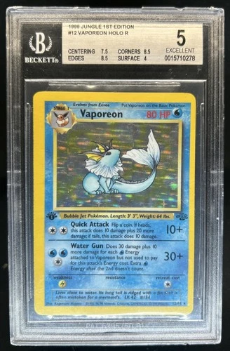 1999 Pokemon Jungle 1st Edition Vaporeon #12/64 BGS 5
