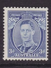 AUSTRALIA PRE DECIMAL SCARCE KGVI 3d Blue  *MINT/MLH* (SC37B)