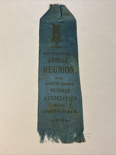 15th Annual Reunion Fayette County Veteran Assn. Ribbon Oelwein Iowa 1896