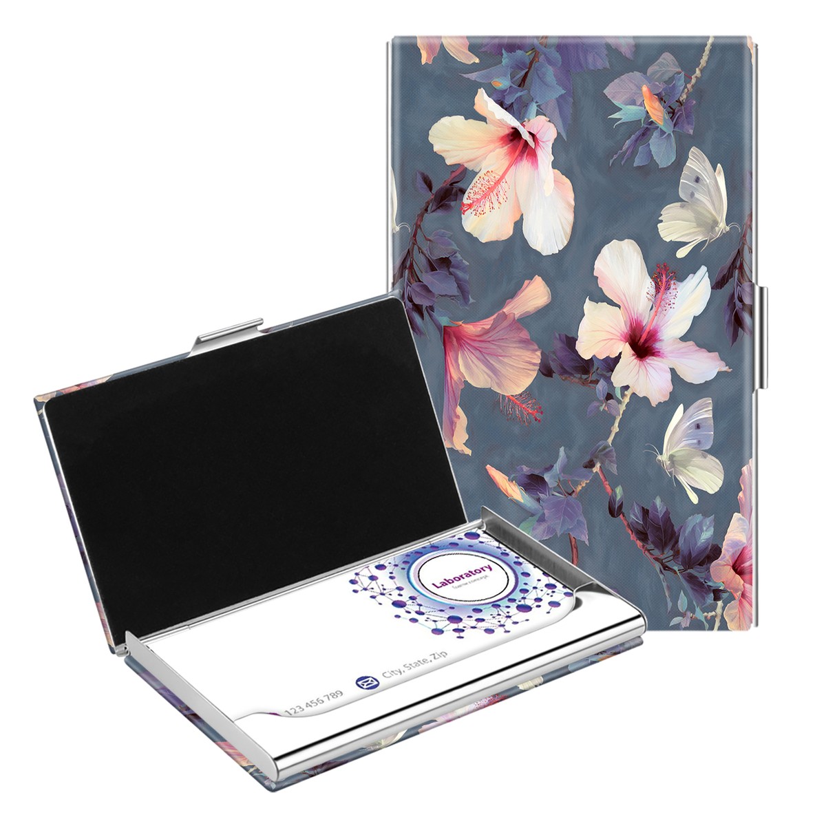 Business Card Holder Vegan Leather Coated Stainless Steel Slim