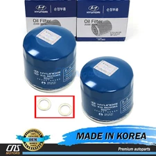 ⭐GENUINE⭐ Engine Oil Filters & Washers 2PACK for Genesis Hyundai Kia 2630035505