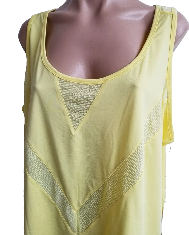 Camiseta sin mangas Nanette Lepore Play para mujer de malla amarilla y espalda recortada talla grande 2X Foto 3 de 4