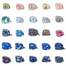 Surgical Cap Doctor Nurse Cotton Bouffant Adjustable Head Cover Hats