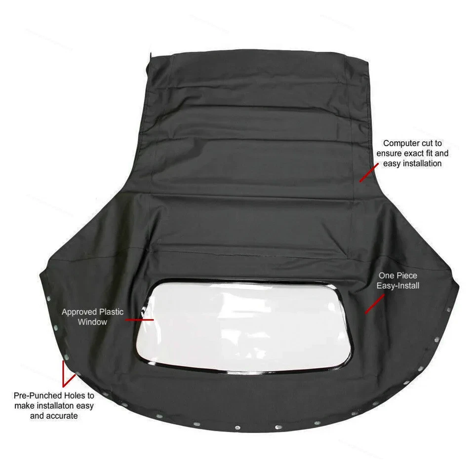 Plastic Window Sailcloth Convertible Fit 1996-1999-2006 Chrysler Sebring Foto 2 de 4