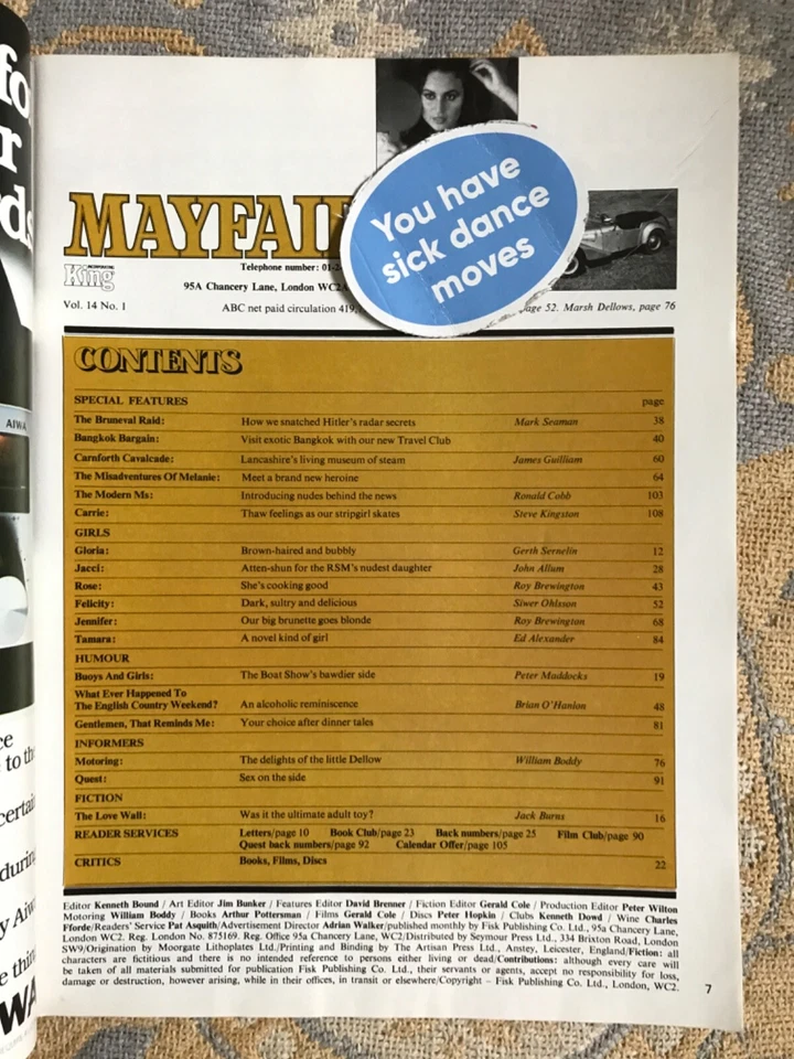 MAYFAIR Vol 14 No 1 January 1979 VGC - Image 2 of 4