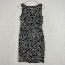 Ann Taylor LOFT Gray & Black Spotted Dress Sz 2