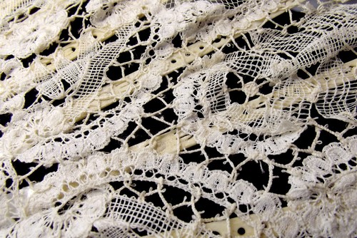 Rare Antique Mother of Pearl Hand Fan Rare Lace Coloured Foil eventail nacre - Picture 9 of 13