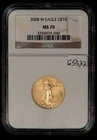 2008-W G$10 1/4 oz Gold American Eagle Burnished - PQ Coin - NGC MS 70 - G5322