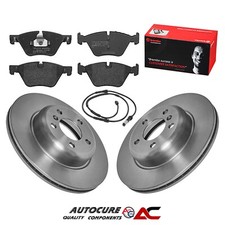 FOR BMW 5 SERIES 520D M SPORT TOURING MK6 FRONT BRAKE DISCS SENSOR & BREMBO PADS