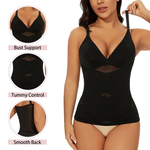 Prendas moldeadoras con cuello en V y sujetador incorporado control de abdomen adelgazante entrenador de cintura EE. UU. para mujeres - Imagen 5 de 25