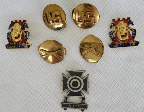 WWII WW2 US Military Army Enlisted Riffle Sterling Cross Pins "Free Shipping"