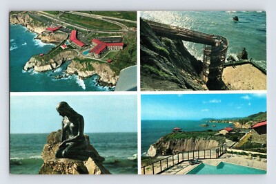 Postcard California Pismo Beach CA Shore Cliff Lodge Inn Hotel Multi View 1970s