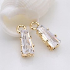 10pcs CZ Pave Rectangle Charm,Cubic Zirconia Trapezoid Pendant With Loop