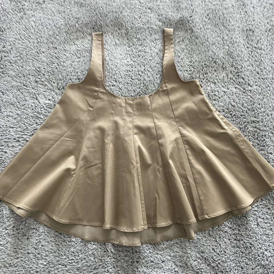 NWT Club Monaco Wide Neck Tank Cotton Blend Swing Blouse Beige Color Size S/P - Image 3 of 4