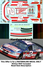 NASCAR DECAL # 2 VOTE MILLER HIGH LIFE 2004 DODGE RUSTY WALLACE JWTBM - 1/24
