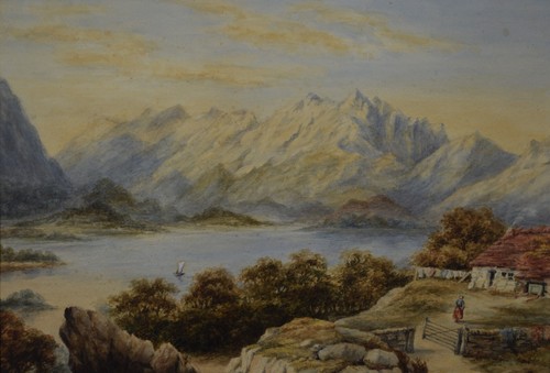Washing day, cottage on shore of Lake Windermere. Original watercolour c1890 - Picture 2 of 8