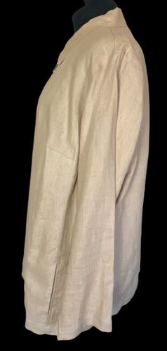 Deane & White Woman 100% Linen Jacket Beige Women’s 2X Full Zip Side Pockets - Picture 3 of 9