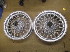 4.5J x 15 inch 60 spoke wirewheels rebuilt pair silver TR , MG, Austin Healey