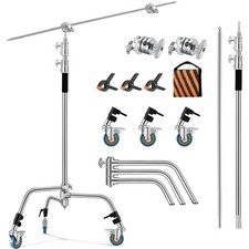 Adjustable 10ft/3.3m Heavy Duty Light Stand with Boom Arm and Wheels,100 Sta...