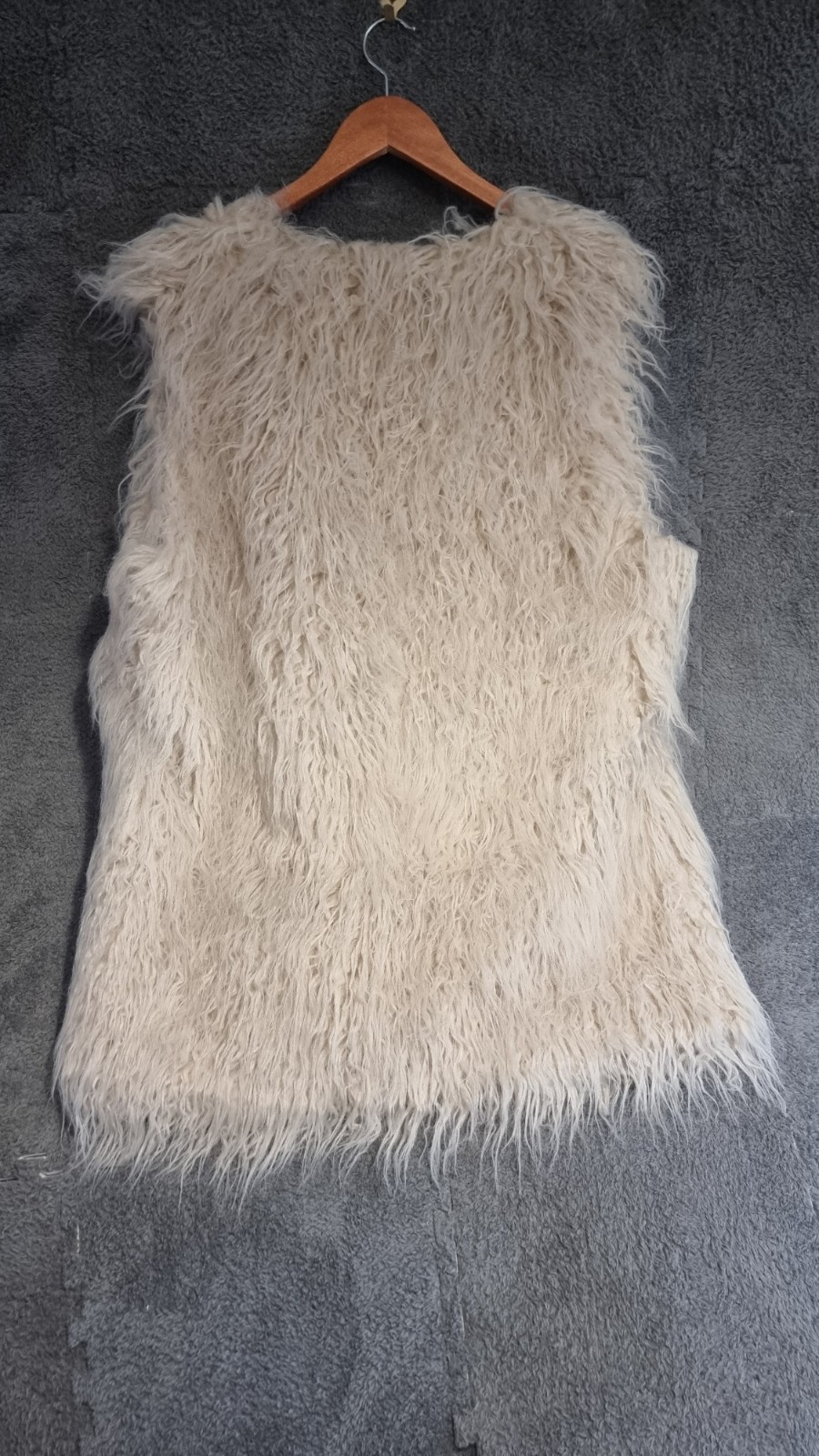 Joe Browns Cream Shaggy Faux Fur Gilet M L Boho Festival Waistcoat Pockets image 7