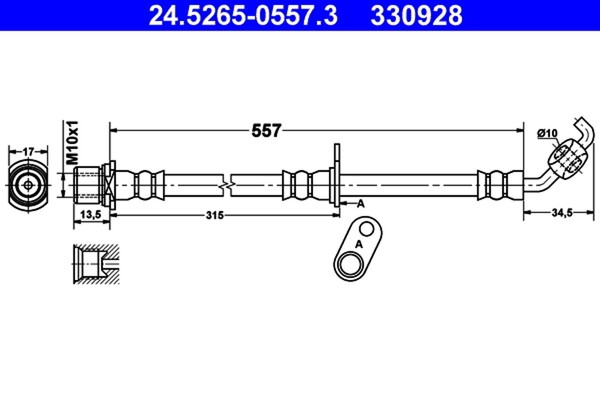 ATE Bremsschlauch 24.5265-0557.3 FüR RAV Toyota 2 ZCA25_ ZCA26_ ZCA25W ZCA26W-image