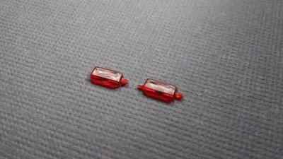 1/25 Model Car - Pair of Red Transparent Taillight or Marker Lenses.