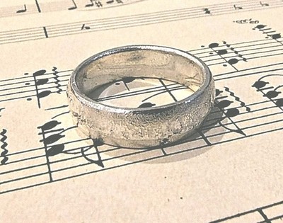 Sterling Silber (Argentium) D Profil Bandring, handgefertigt Sandguss, Gr. Q