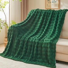 NEWCOSPLAY Throw Blanket for Couch Dark Green Super Soft Flannel Fleece 3D Bu...