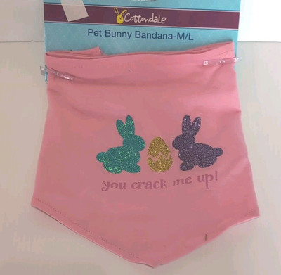 Cottondale Pet Size M/L Bunny Bandana For Dogs Pink Glitter ''You Crack Me Up''
