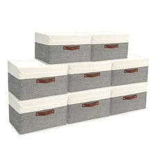 SAMORADREA 8 Pack Storage Bins Foldable Storage Boxes Fabric Storage Box with...