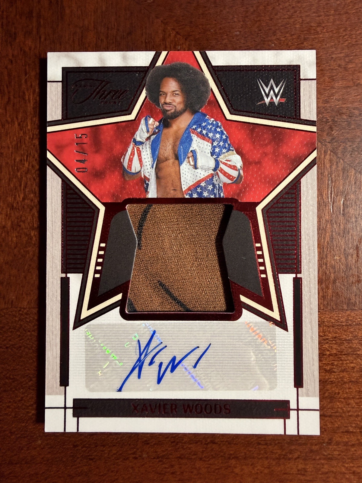 2024 Panini Three Count WWE #SA-XWD Xavier Woods Superstar Swatch Auto Blue #/15
