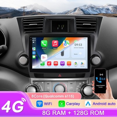 For Toyota Highlander 2007-2013 Android 14 CarPlay Car Stereo Radio GPS RDS 128G