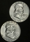 1952-D & 1959-D FRANKLIN HALF DOLLARS AU SILVER LOT OF (2) COINS