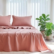 Sheets Queen Size Bed Set Cotton Bed Sheets Gauze 4 Pcs Mocha Brown Sheets Se...