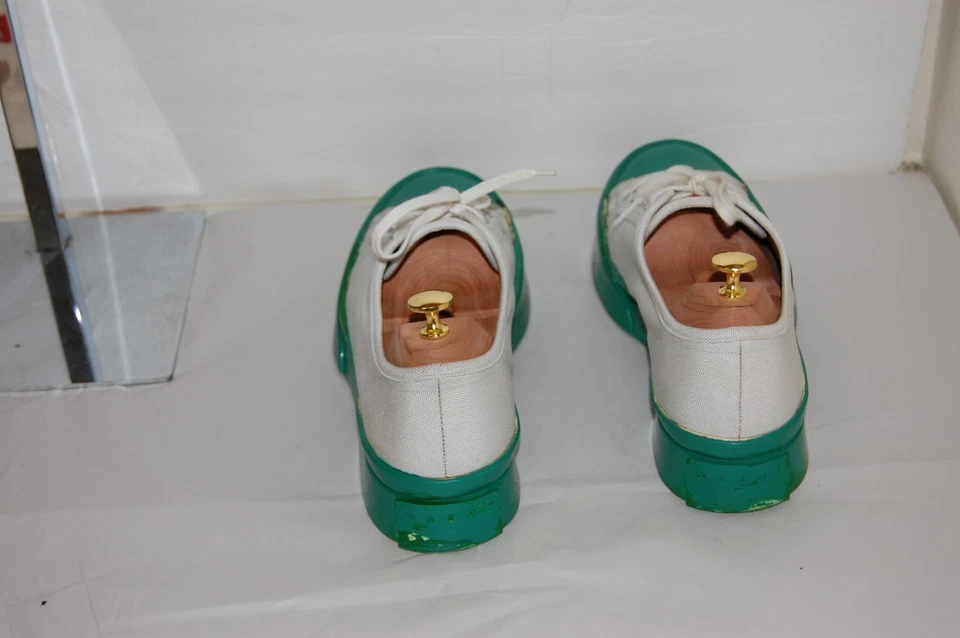 43/US9.5 🔥 Zapatillas Marni Verde Blanco Lona Encaje Hechas en ESPAÑA Foto 4 de 4