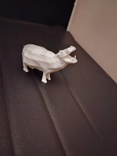 White Low Poly Hippo Made In USA Hippo Figurine Statue Home Decor