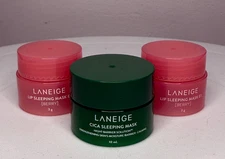 LANEIGE LOT - Lip Sleeping Mask (Berry) 3g 2 PK + Cica Sleeping Mask 10ml BUNDLE