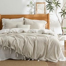 Striped Duvet Cover Queen Size   Queen 90" x 90" 04 - Linen No Comforter 