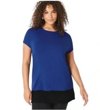 J. Jill Wearever Collection Size Large Petite Colorblock Cap Sleeve Tunic Top